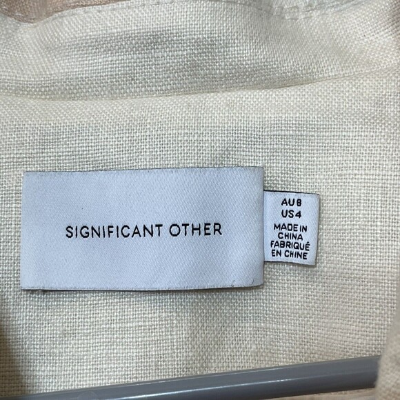 Significant Other Glider Blazer Dress Women’s Size 4 Peach Cream Cut Out Linen M - Picture 10 of 13